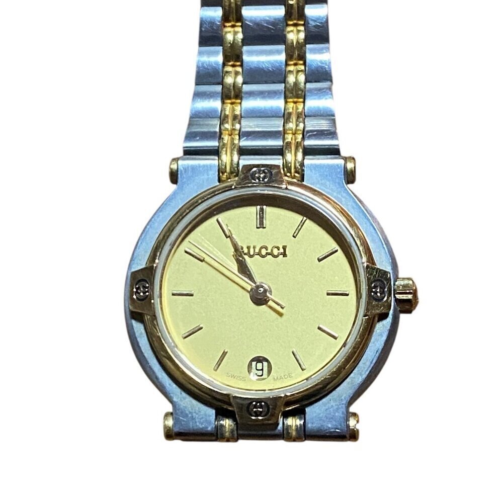 Vintage Gucci 9000L Two-Tone Gold-Plated and Stainless Steel Watch with Box